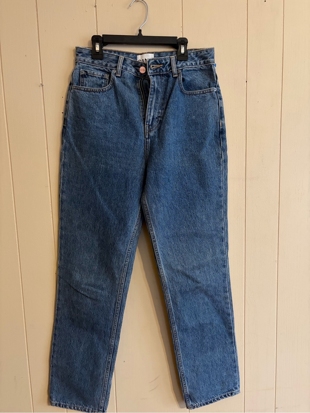 GANNI Women's Blue  High-Rise Straight-Leg Jeans size 28.